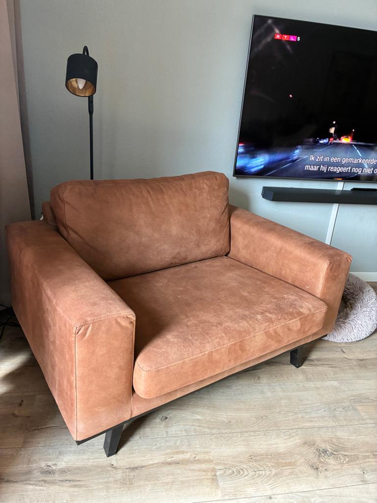 Zeer nette eco leren loveseat, Huis en Inrichting, Fauteuils, Ophalen, Zo goed als nieuw, 100 tot 125 cm, Leer