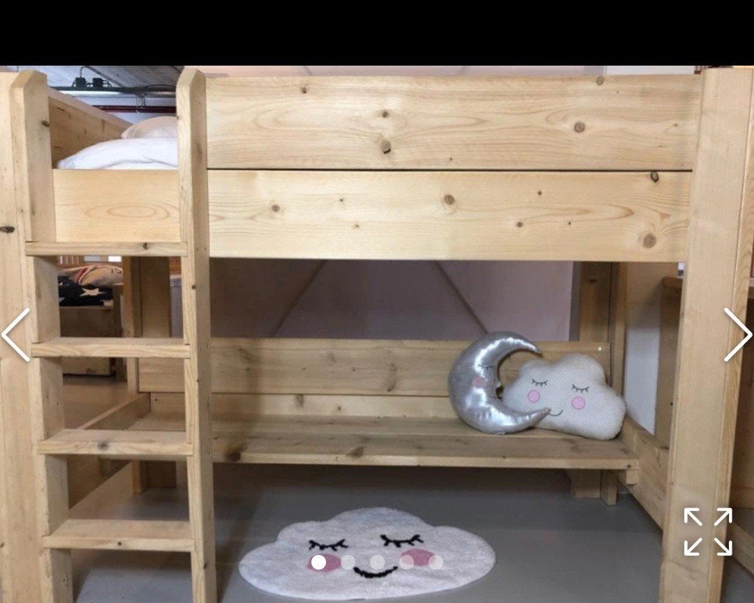Steigerhouten bed Rockwood Veenendaal grey wash + beddengoed, Ophalen, 70 tot 85 cm, 140 tot 160 cm, Zo goed als nieuw