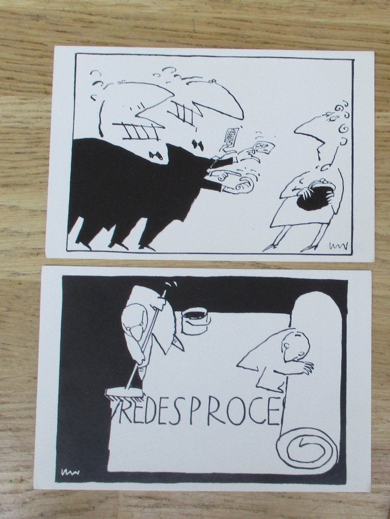 2 kaarten TROUW cartoontekeningen Len Munnik cartoons, Boeken, Tijdschriften en Kranten, Ophalen of Verzenden, Zo goed als nieuw