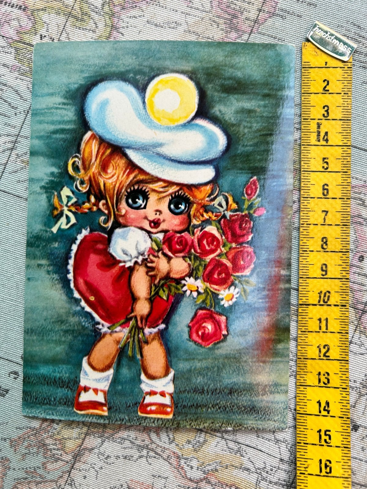A.129. Oude kinderkaart meisje pet bloemen, Ophalen of Verzenden, Kinderen
