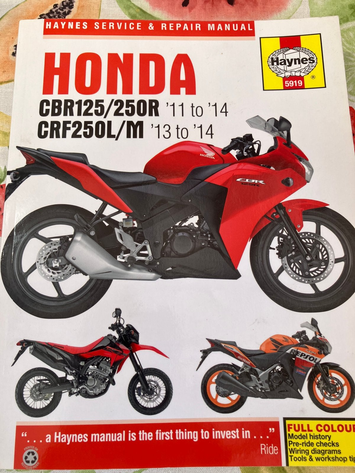 Haynes service en repait manual Honda CBR 125/250R, Ophalen of Verzenden, Honda