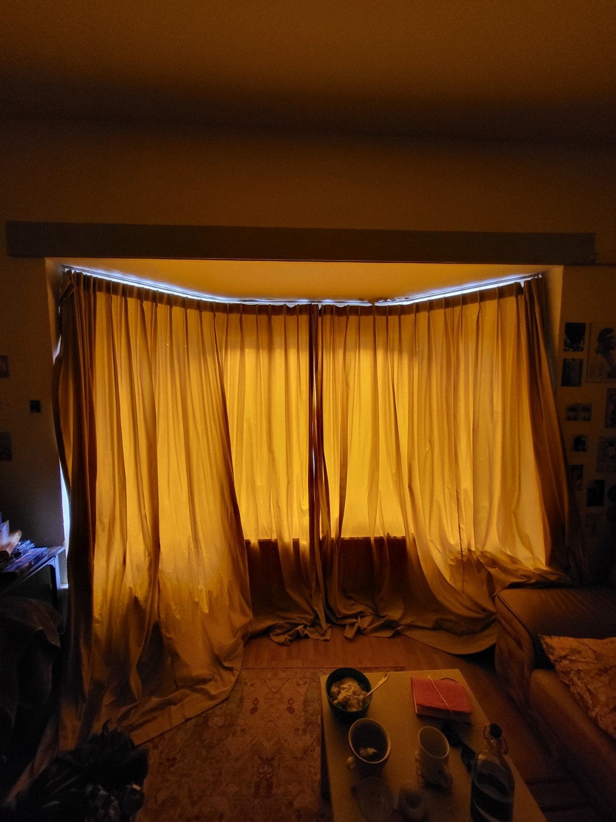 Prachtige Oker gele Velour Gordijnen, Ophalen, 200 cm, Gebruikt, Fluweel