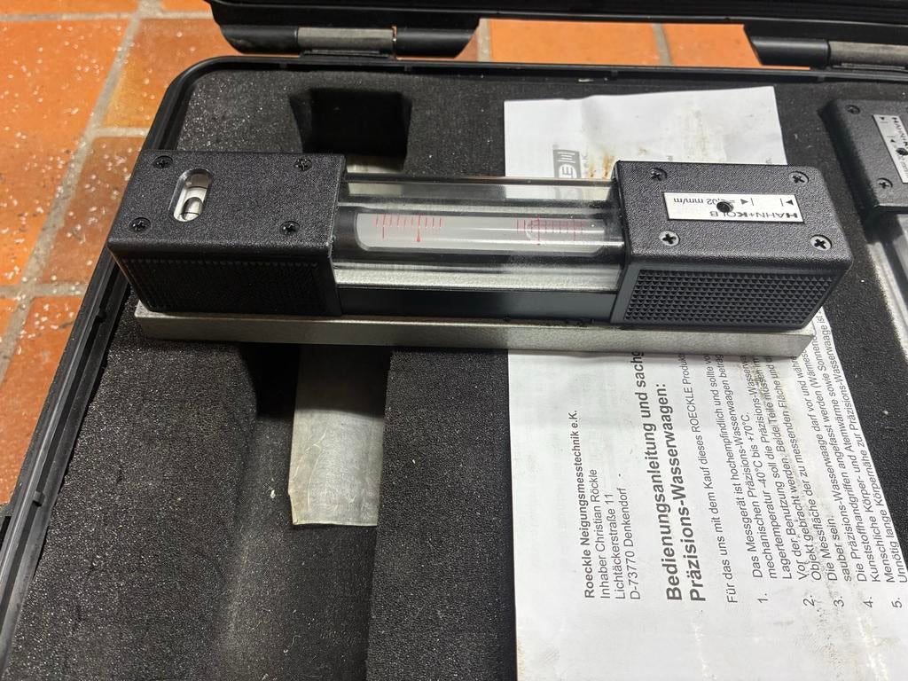Roeckle precisie machinewaterpas 0,02mm in koffer, Ophalen of Verzenden, Zo goed als nieuw