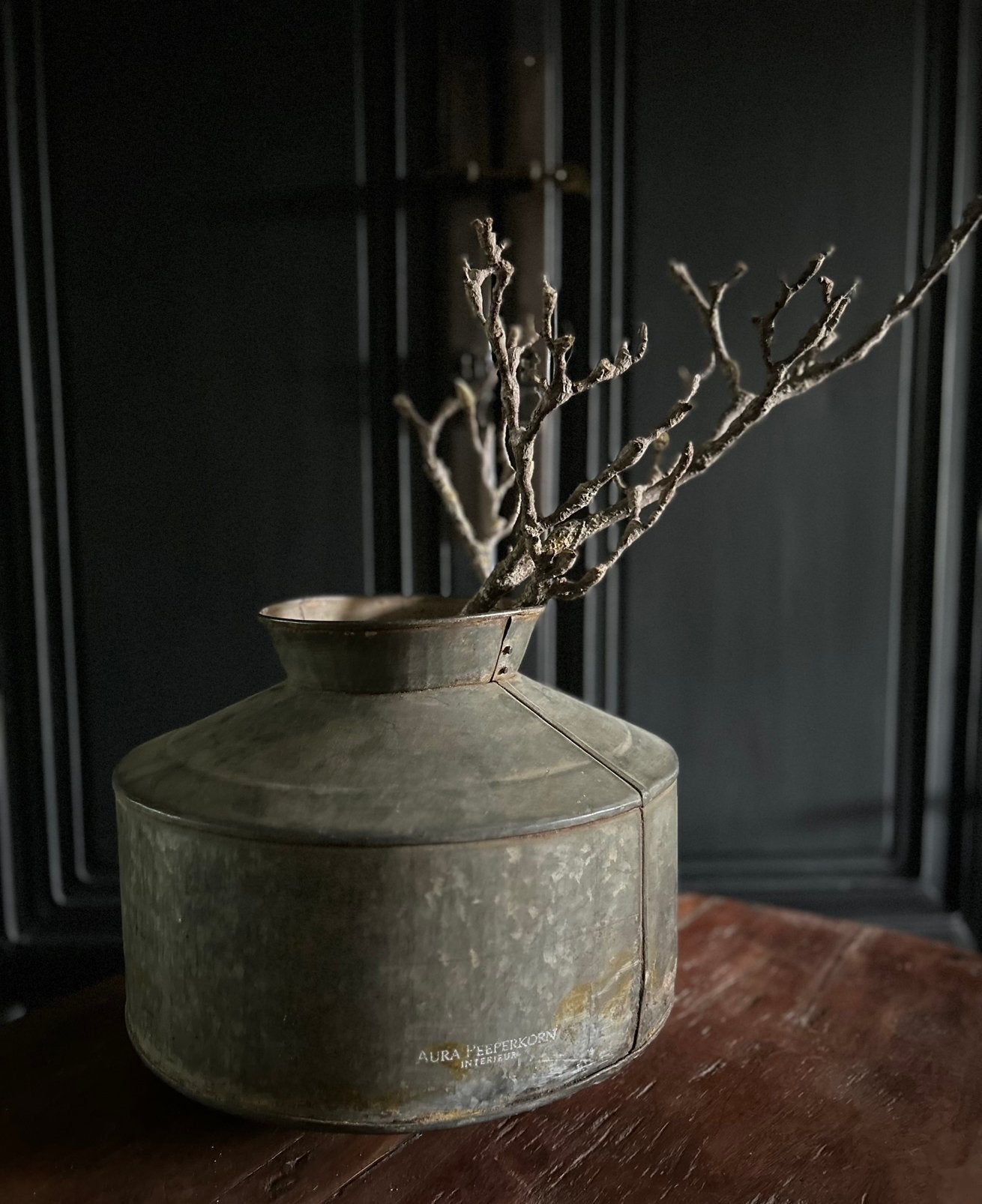 Oud zinken water kruik waterpot Aura Peeperkorn sleets sober, Antiek en Kunst, Curiosa en Brocante, Ophalen of Verzenden