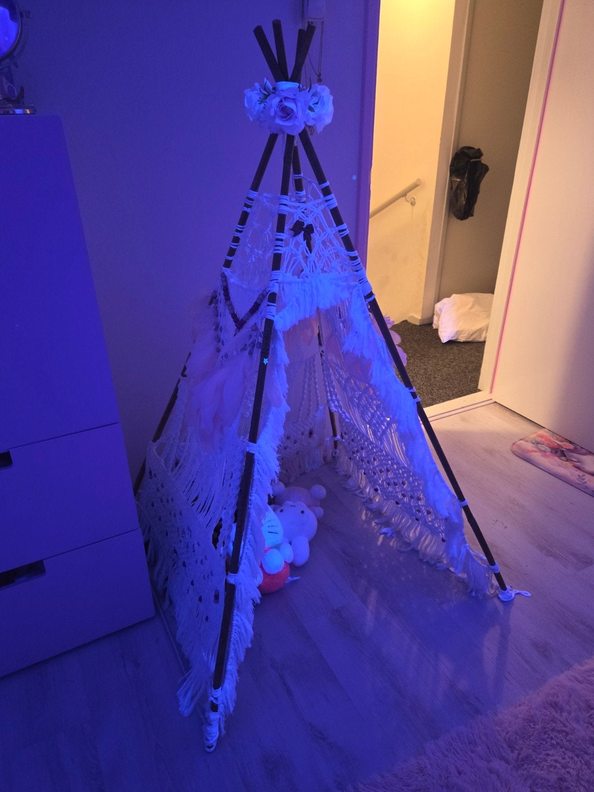 Handgemaakte Macramé Tipi Tent met Roze Details, Ophalen, Zo goed als nieuw, Meisje