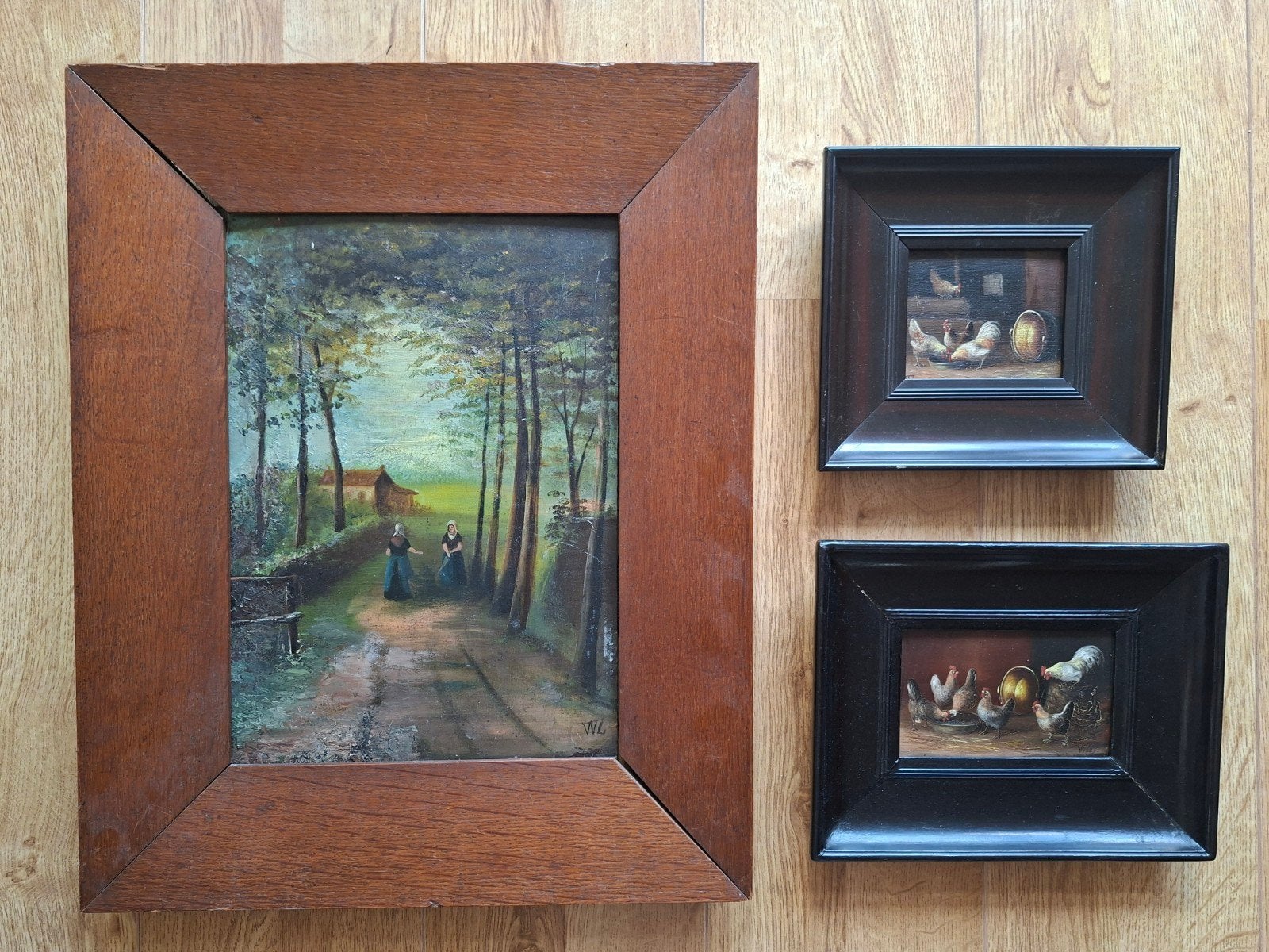 3 Originele antieke schilderijen Wilhelm Albertus Lammers, Antiek en Kunst, Ophalen of Verzenden