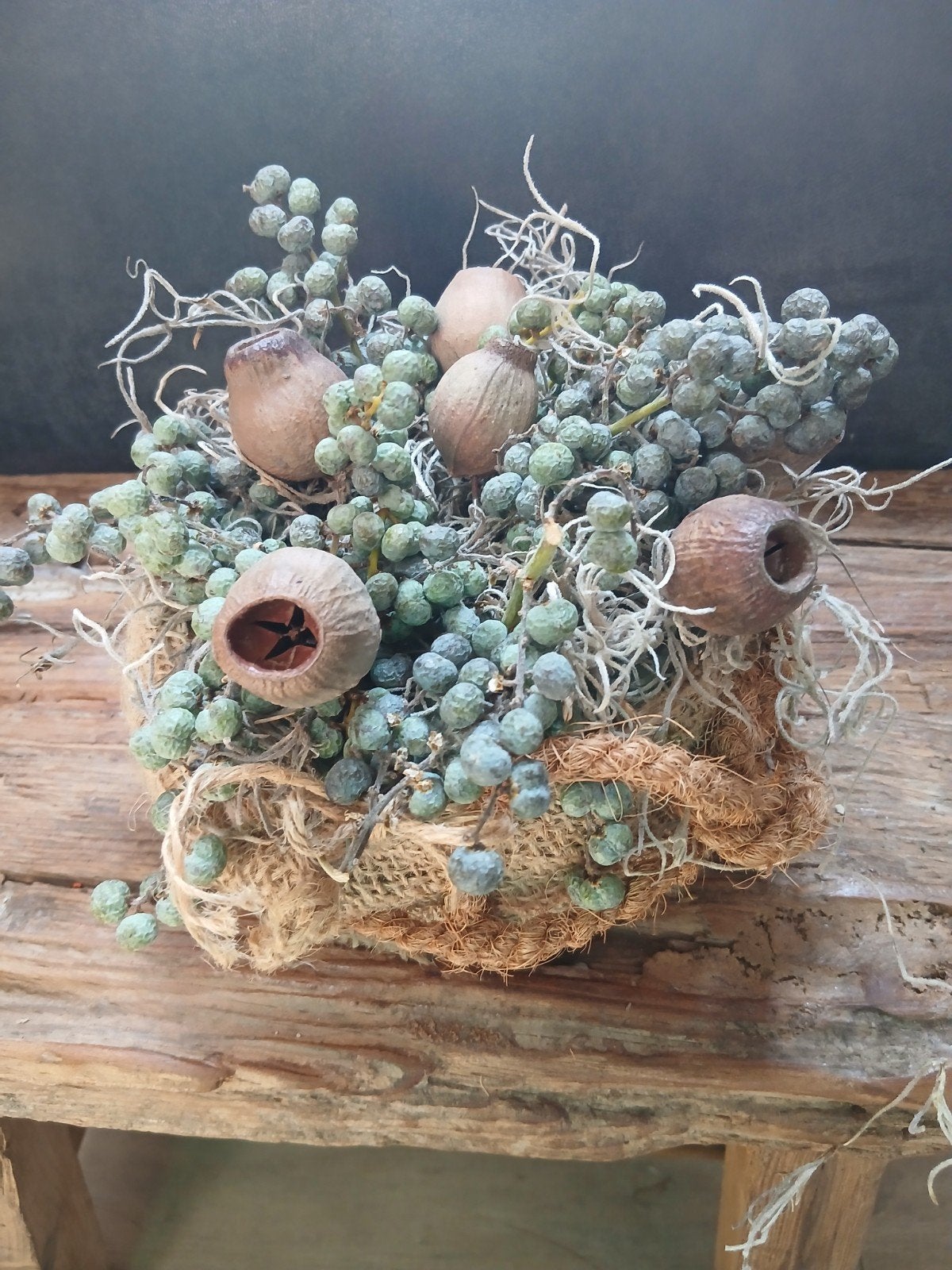 Decoratieve dadeltaart met eucabells en tillandsia, Groen, Nieuw, Ophalen of Verzenden, Landelijk