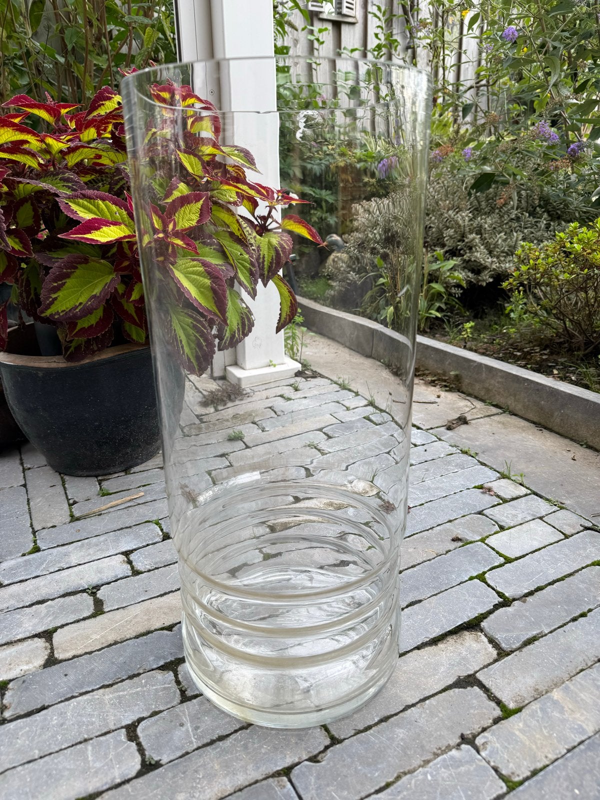 Grote glazen cilinder vaas, Gebruikt, Transparant, Ophalen of Verzenden, Glas