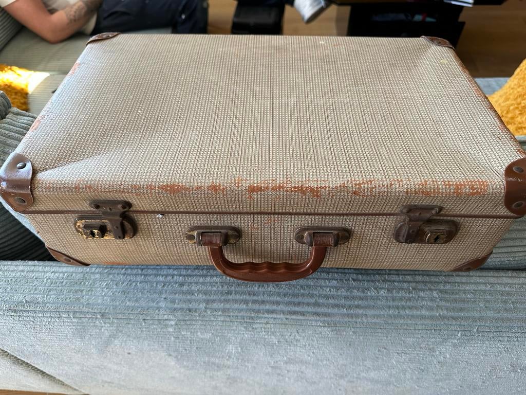 Vintage koffer, 40 tot 60 cm, Gebruikt, 20 tot 30 cm, Beige