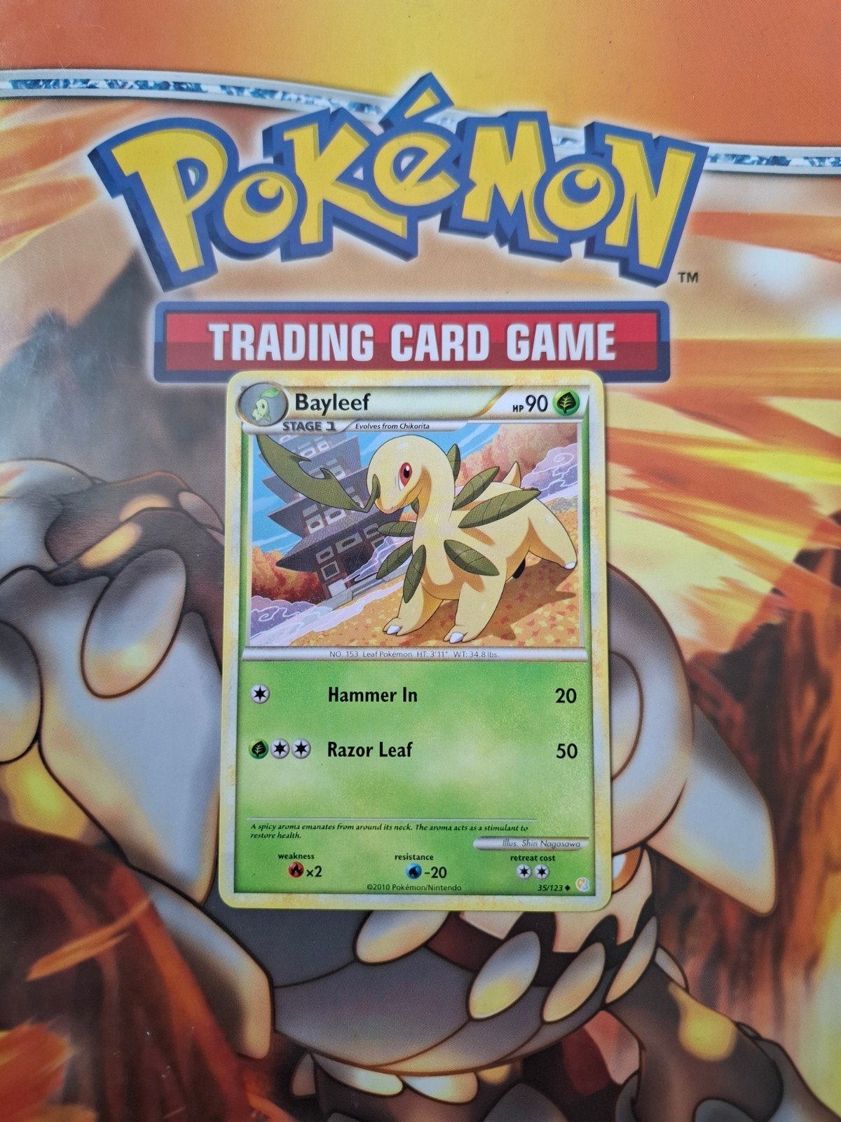 Bayleef 35/123 Heartgold&Soulsilver Base set pokemon kaart, Ophalen of Verzenden, Gebruikt, Losse kaart