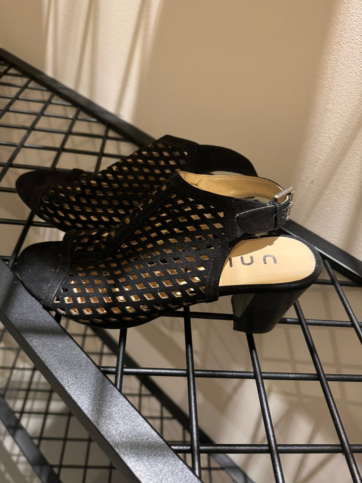 Zwarte Unisa schoenen met open hiel, Ophalen of Verzenden, Zo goed als nieuw, Zwart, Schoenen met hoge hakken