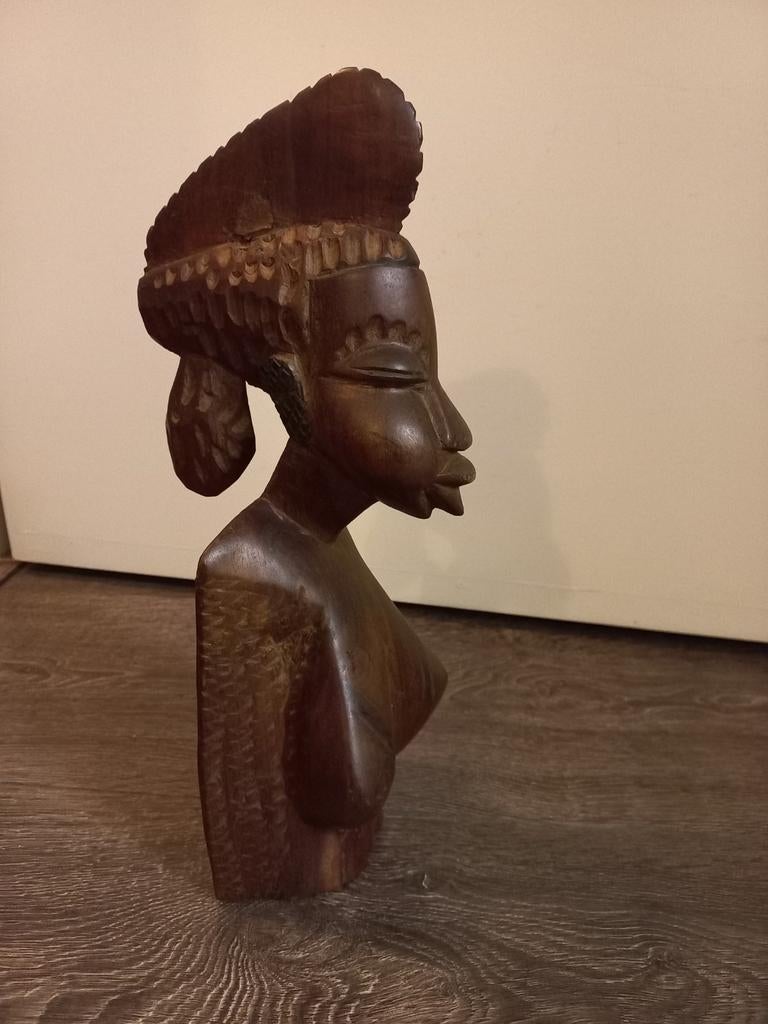 Houten Afrikaans beeld - Vrouwenbuste, Ophalen of Verzenden
