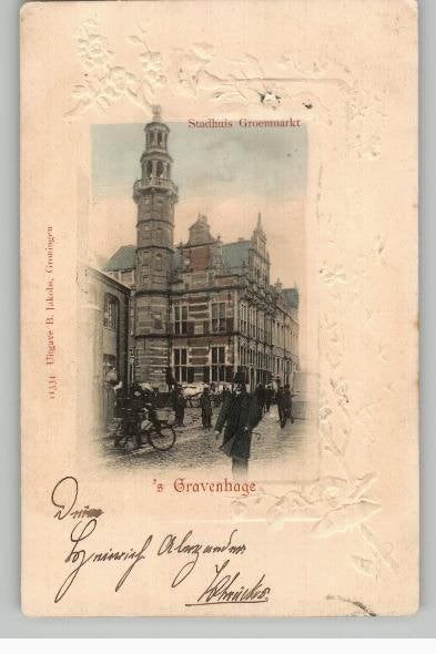 's Gravenhage Stadhuis Groenmarkt Vogellijntjesreliëfkaart