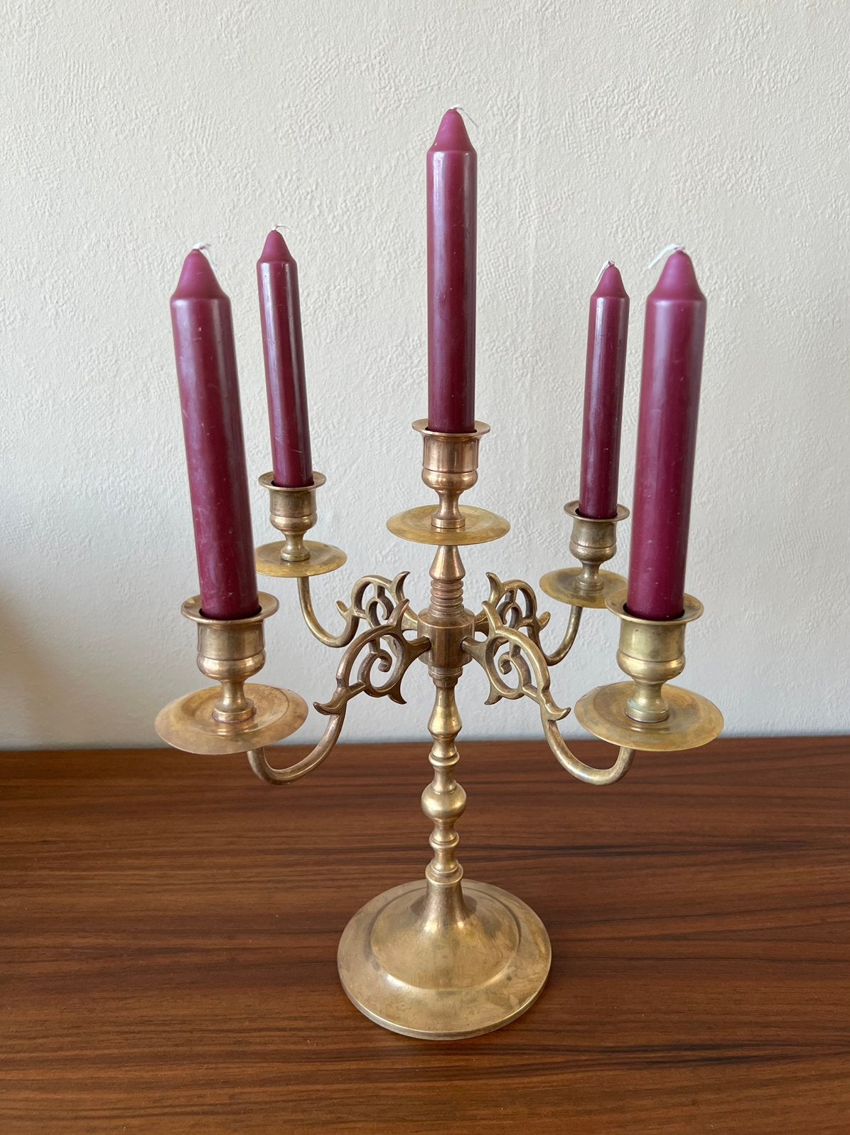 Prachtige vintage kandelaar 5 armig messing art deco, Huis en Inrichting, Ophalen of Verzenden, Kandelaar