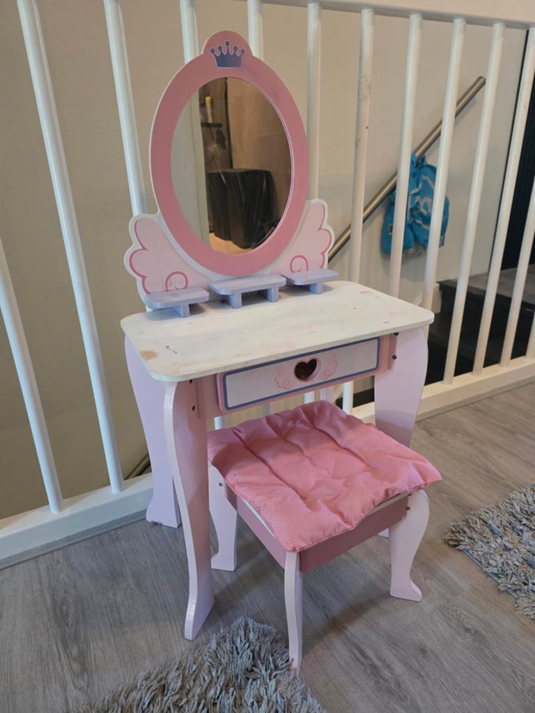 Kinder kaptafel met krukje, Ophalen, 50 tot 100 cm, Minder dan 100 cm