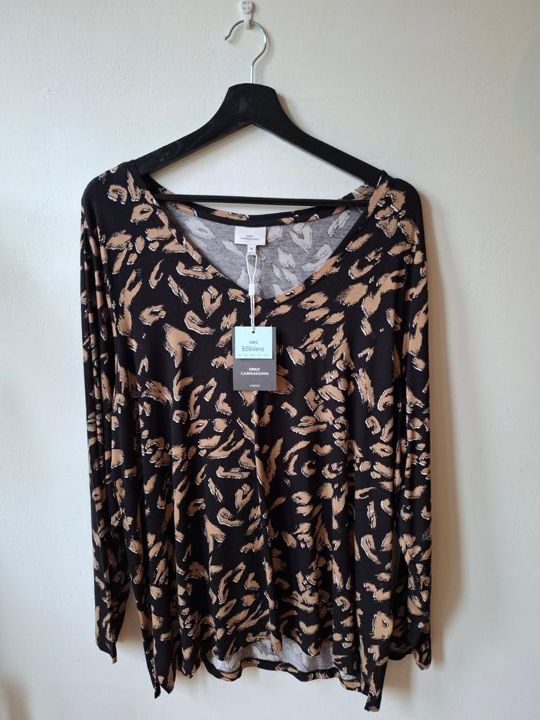 Only Carmakoma viscosemix top maat: M/46,48, Kleding | Dames, Grote Maten, Bruin, Nieuw, Nvt, Nvt