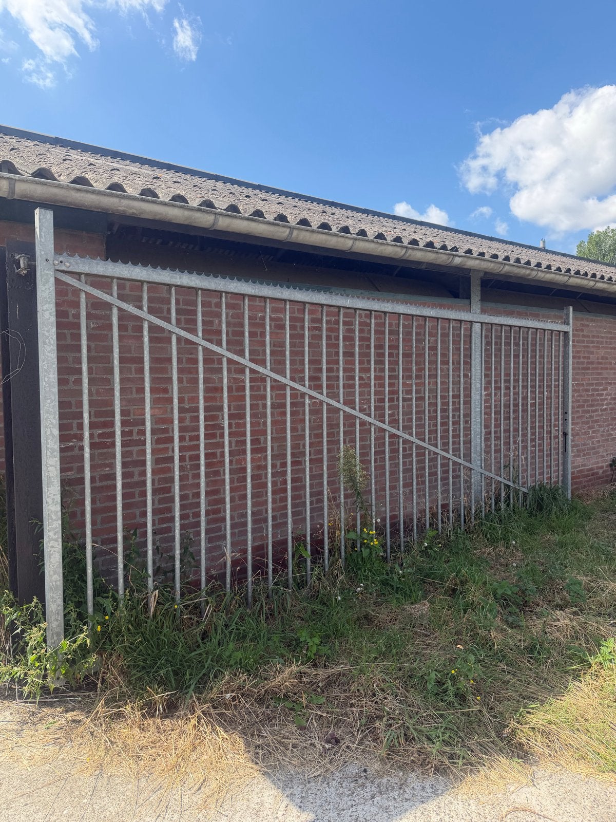 Zwaar gegalvaniseerd spijlenhek / toegangshek, Ophalen, Met poort, Gebruikt, Spijlenhekwerk