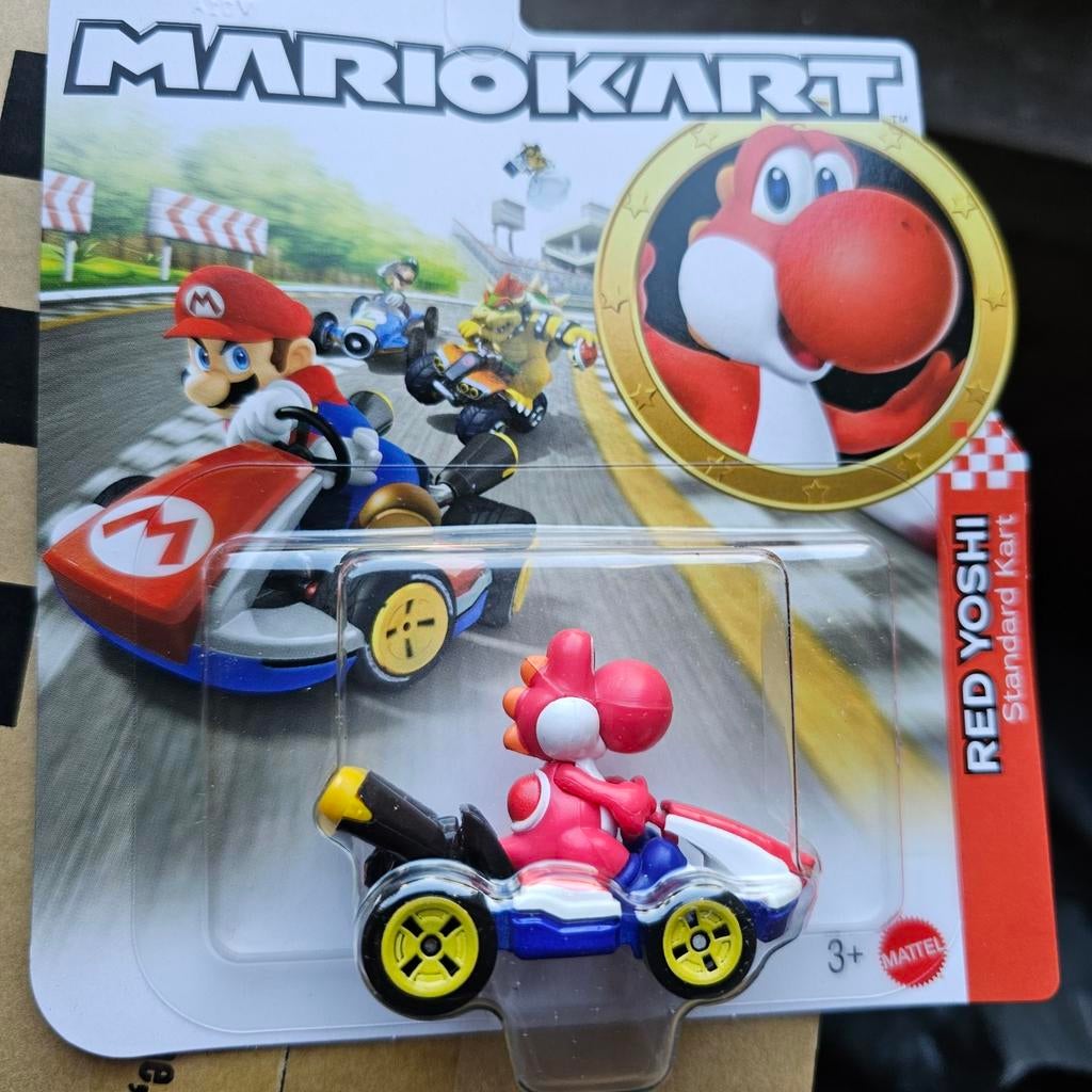 Mario Kart Hot Wheels Red Yoshi Standard Kart Nieuw, Matel, Onbekend, Nieuw, Ophalen of Verzenden