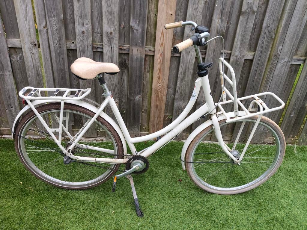 Dames Witte transportfiets met voor- en achterrek BIEDEN!!!, Fietsen en Brommers, Fietsen | Dames | Damesfietsen, Overige merken