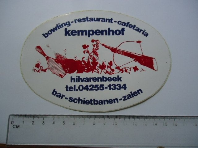sticker oud Hilvarenbeek KEMPENHOF schietsport bar cafe, Verzenden, Zo goed als nieuw, Bedrijf of Vereniging