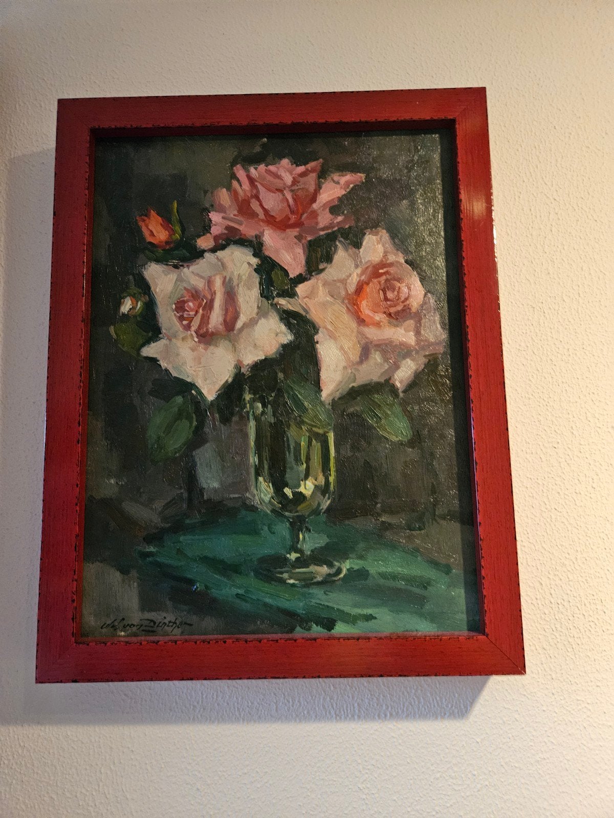 Wil van Dinther 1917 - 1997, Rozen in een vaas, Ophalen of Verzenden