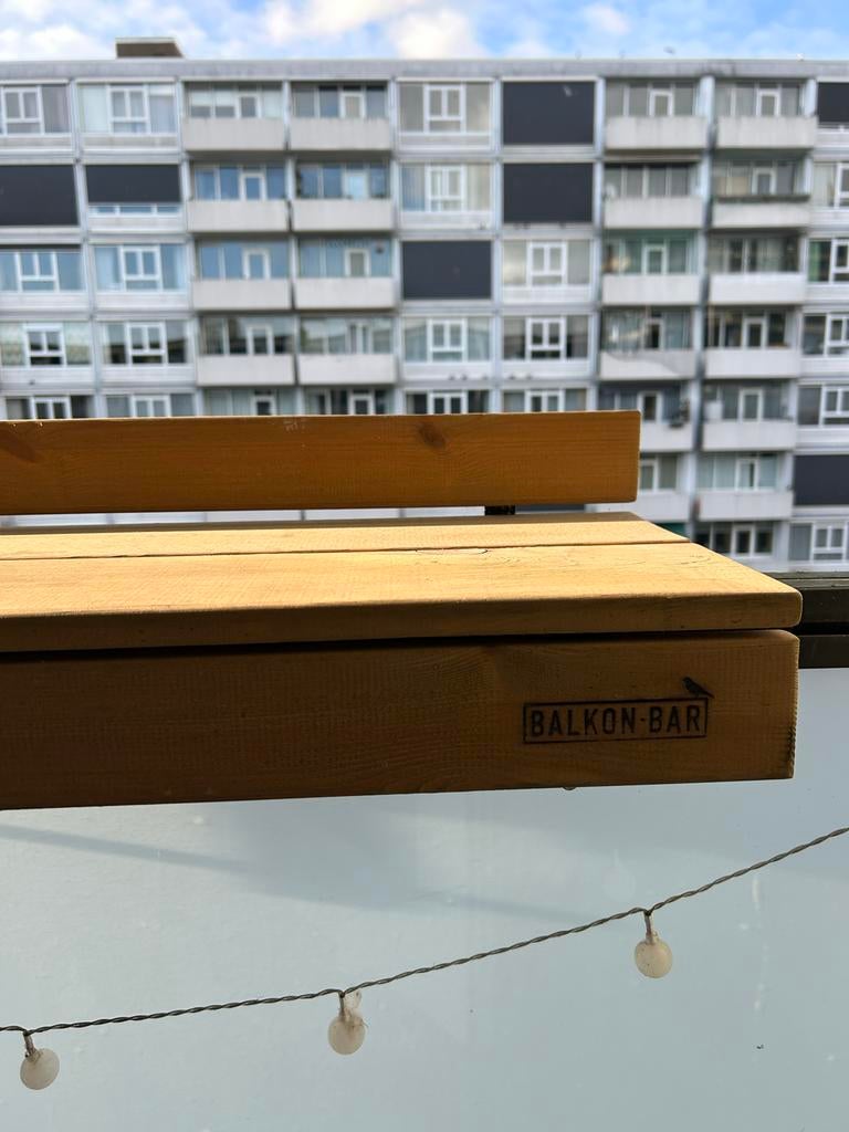 Houten balkonbar voor glazen reling, Ophalen, Gebruikt
