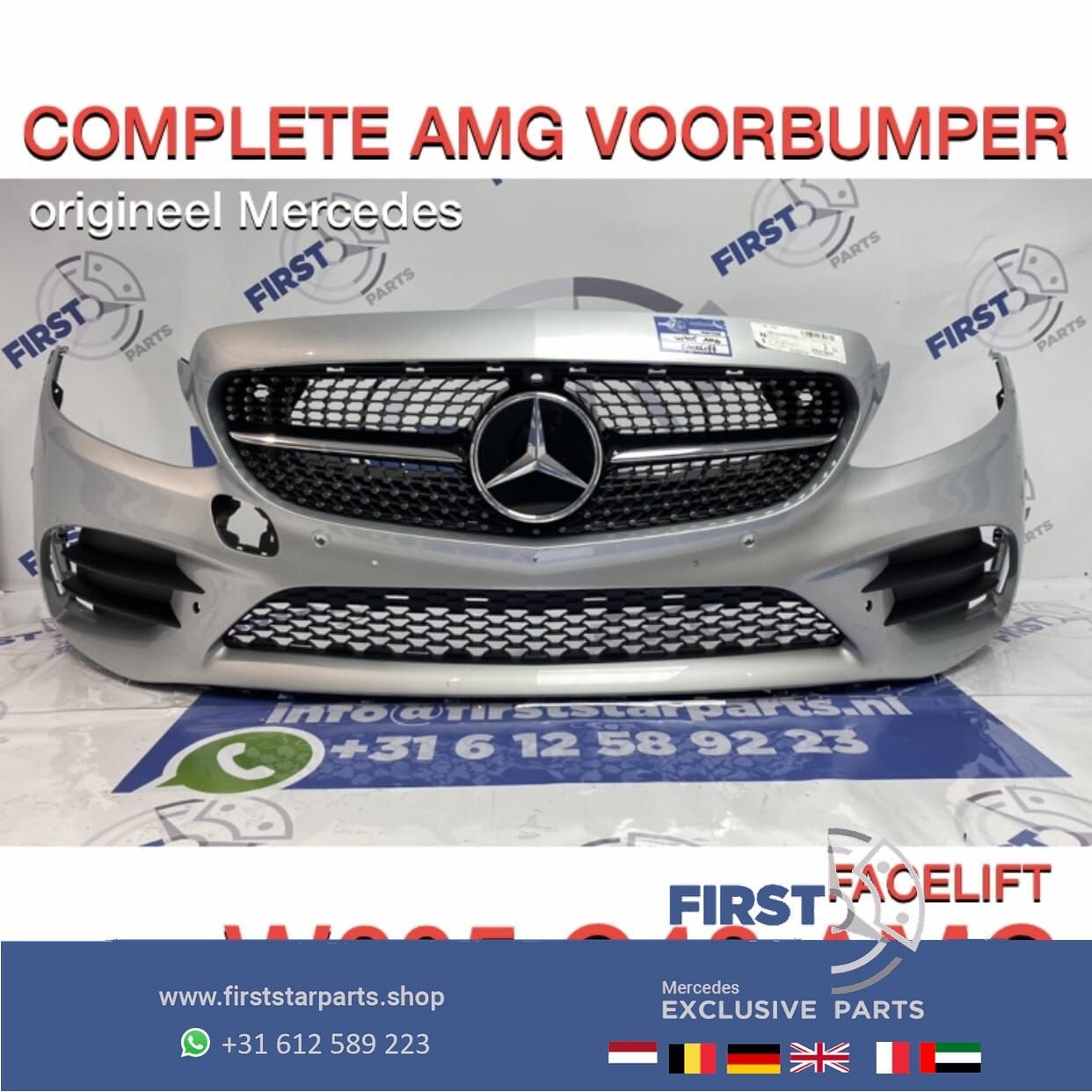 W205 C43 AMG Facelift Voorbumper Mercedes C Klasse bumper CO, Gebruikt, -, Voor, Ophalen of Verzenden