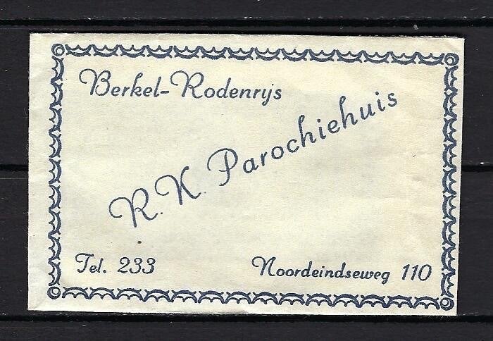 1138 Berkel - Rodenrijs R.K. PAROCHIEHUIS, Ophalen of Verzenden, Nederland