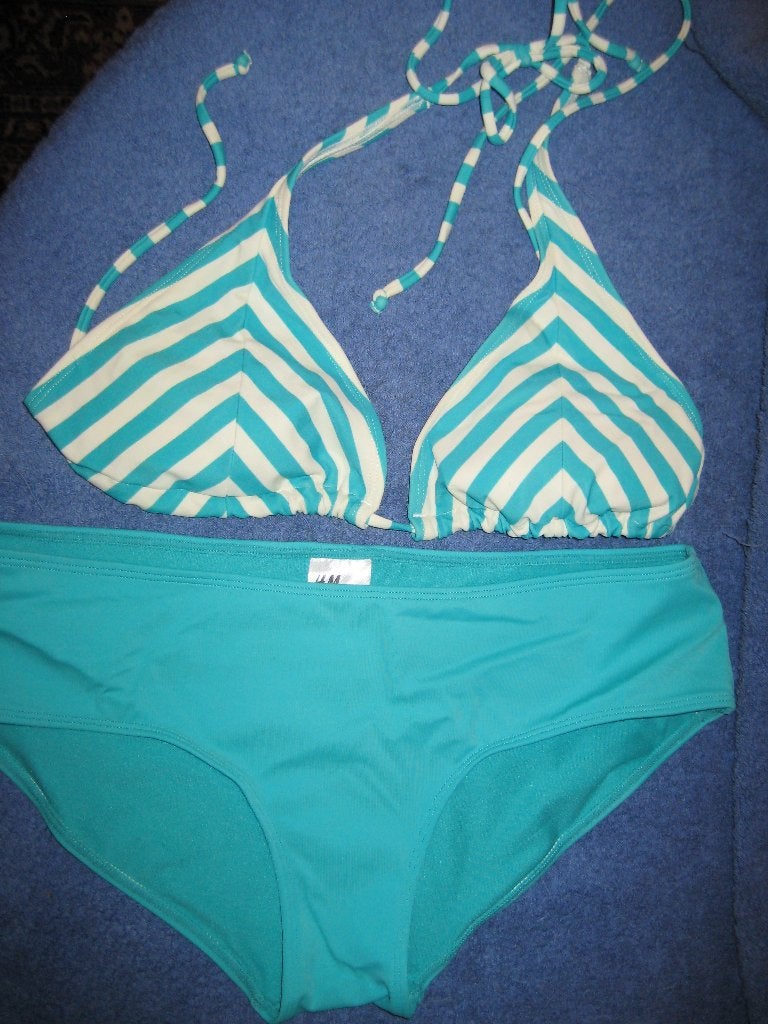 Groen/wit gestreepde bikini, 38, Ophalen of Verzenden, Zo goed als nieuw, Overige kleuren, Bikini