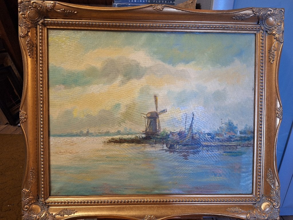 Schilderij, Doek, Ophalen of Verzenden, Landschap, Olieverf