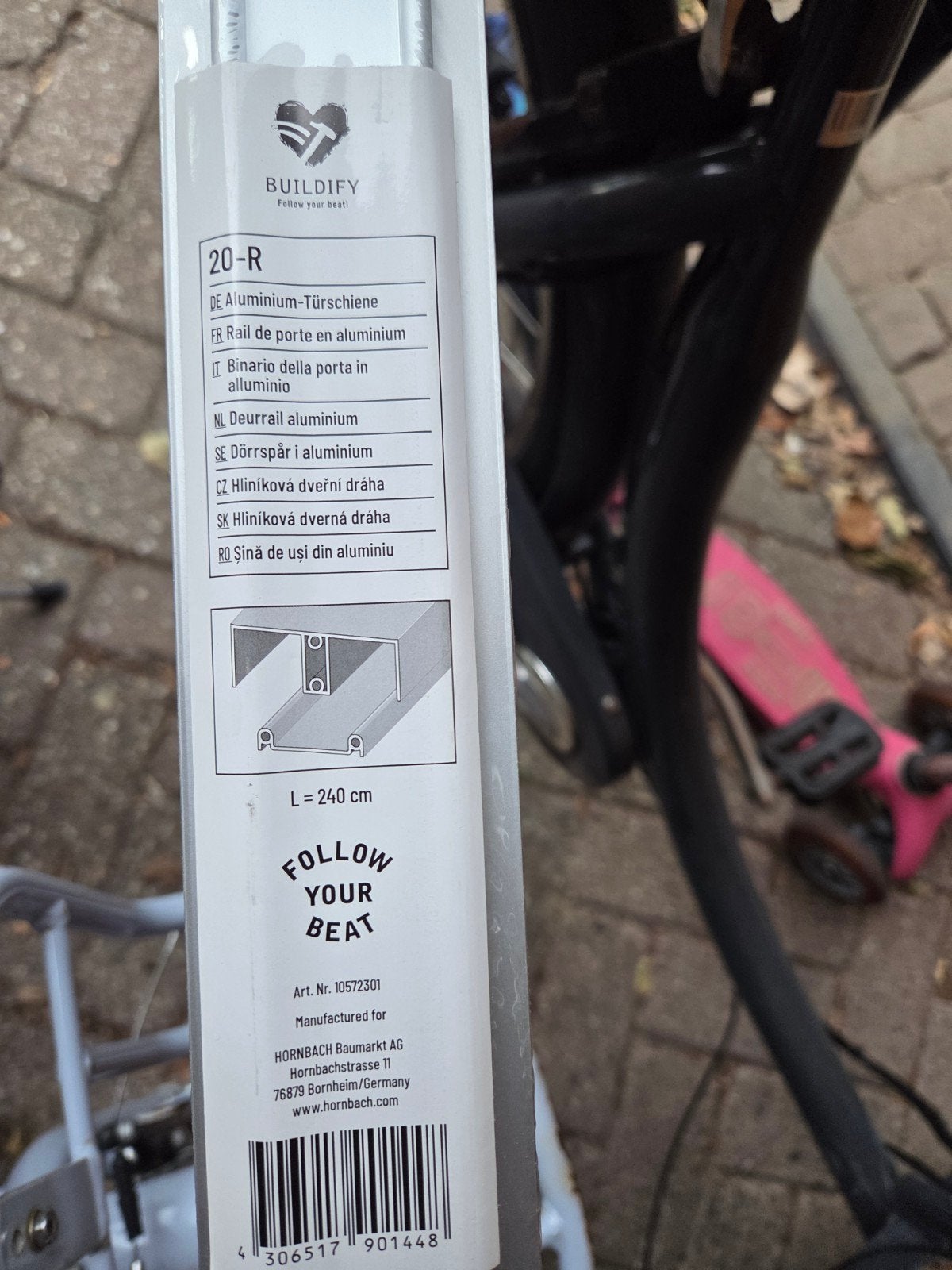 20-R profiel voor schuifdeurtjes,  240 cm, Ophalen, Minder dan 25 mm, Nieuw, Plank