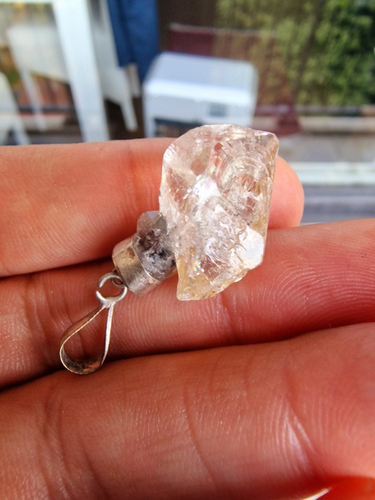 Herkimer Diamant Kwarts Zilveren Hanger N396, Gebruikt, Ophalen of Verzenden, Onbekend, Onbekend