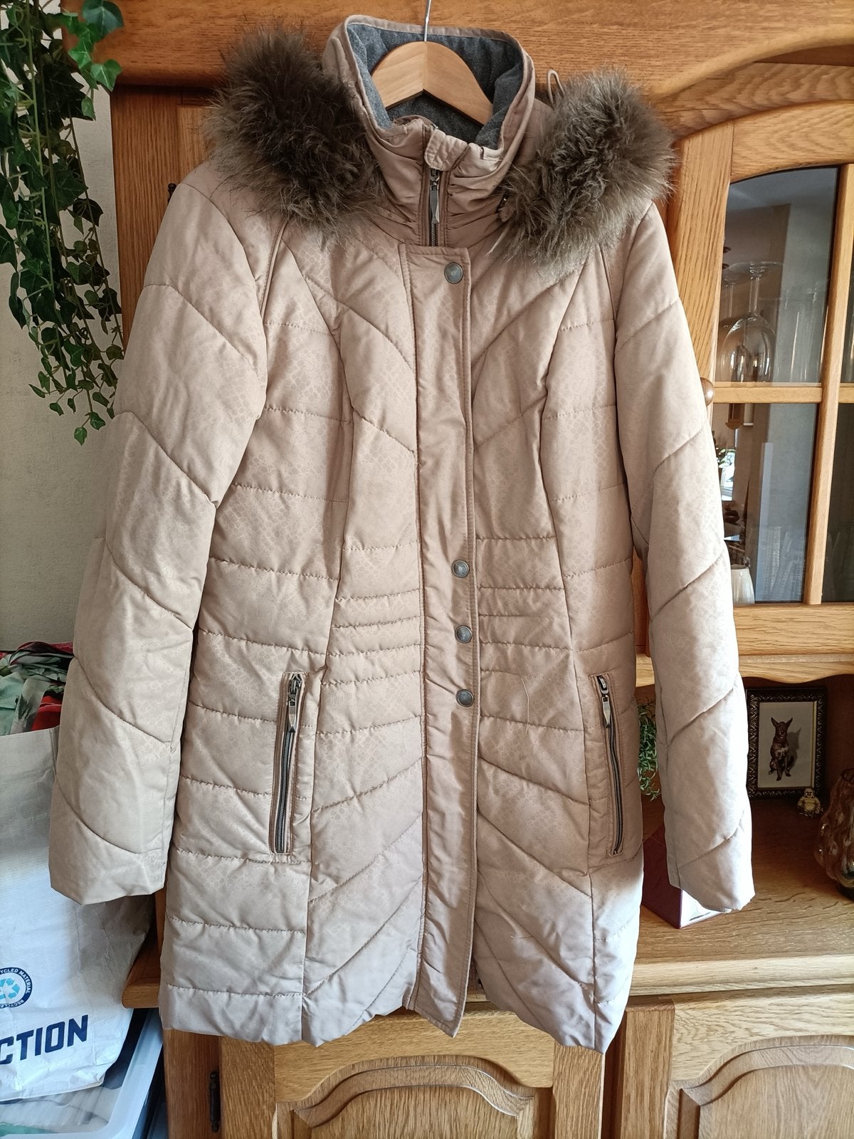 ZGAN!! MS Mode winterjas met bontkraag - Maat 40, Kleding | Dames, Jassen | Winter, Ophalen of Verzenden, Zo goed als nieuw, Maat 38/40 (M)