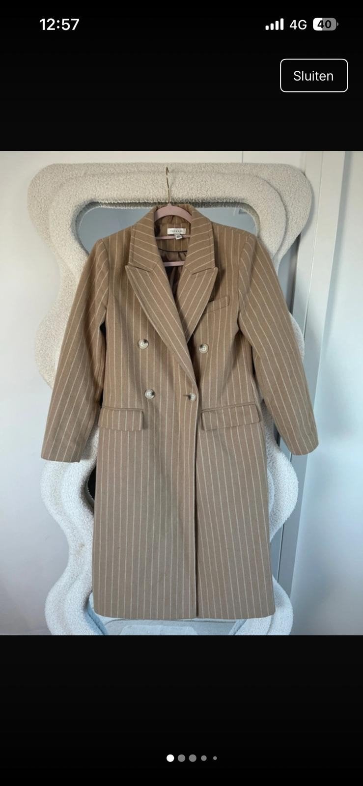 Topshop mantel beige met strepen - Maat 36 (S), Beige, Topshop, Ophalen of Verzenden, Zo goed als nieuw