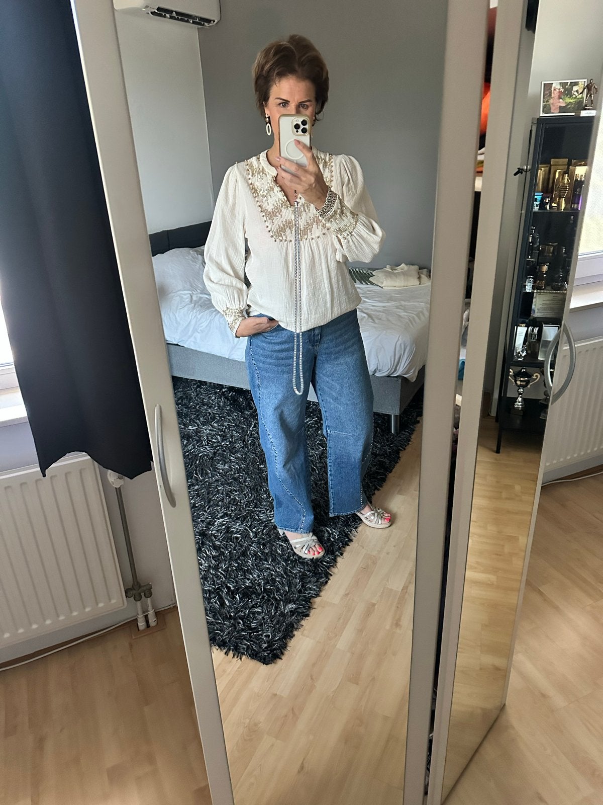 Summum blouse maat 38 met pailletten en kraaltjes, Kleding | Dames, Blouses en Tunieken, Verzenden, Gedragen, Maat 38/40 (M), Wit