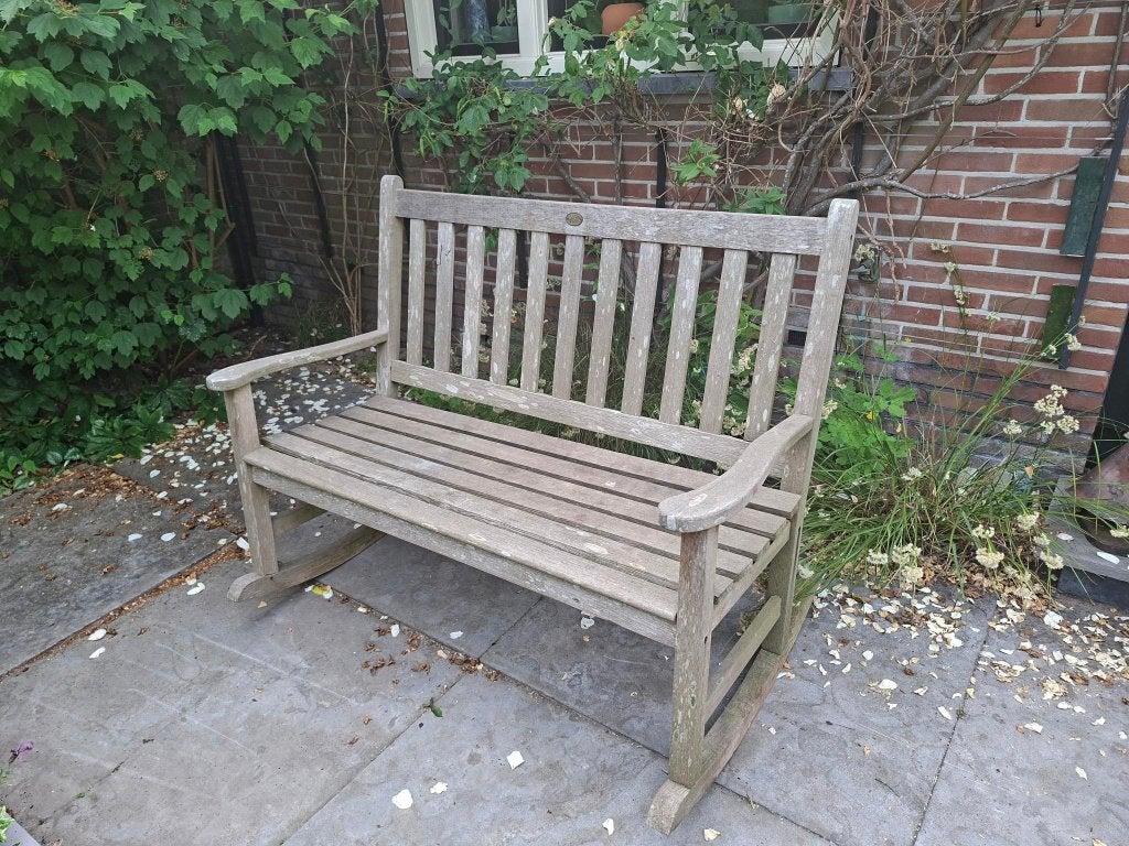 Teak houten buiten bank, Tuin en Terras, Tuinbanken, Ophalen, Gebruikt, Teakhout