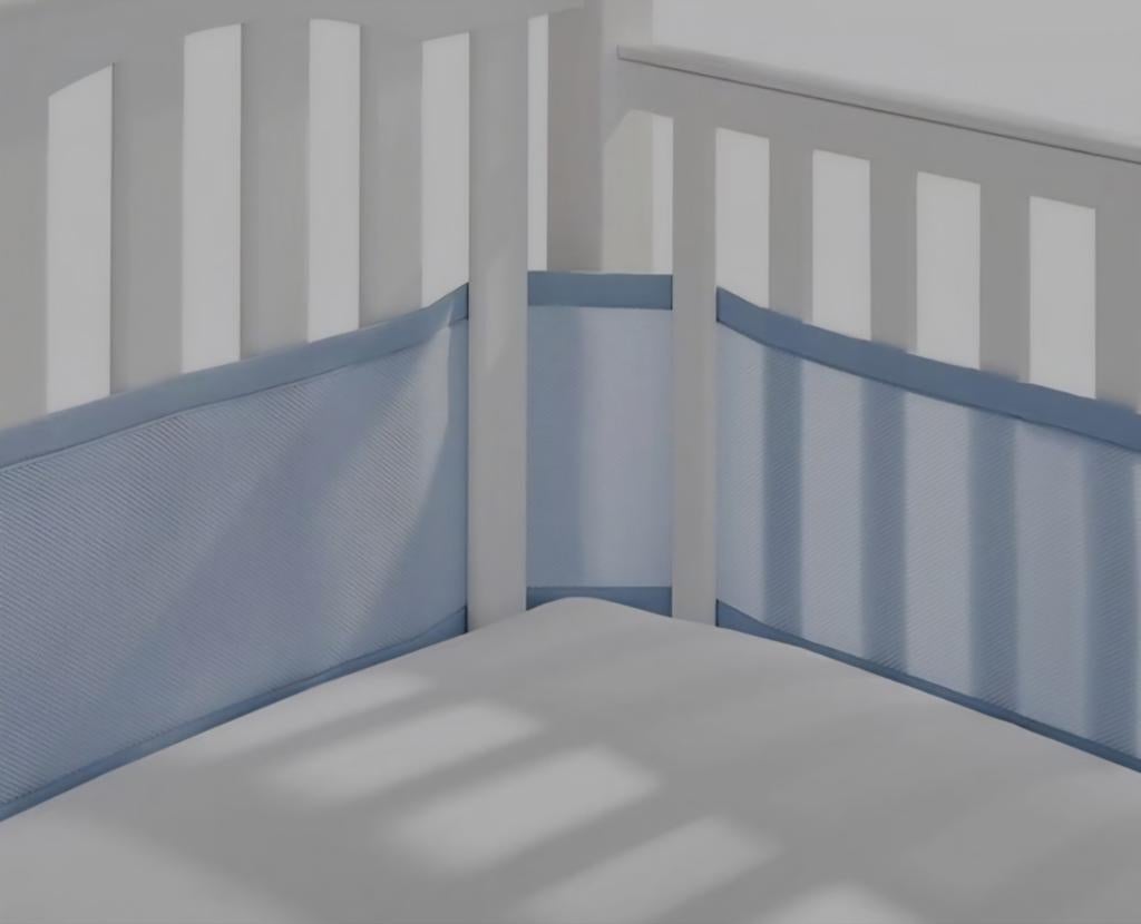 Luchtdoorlatende bedbumper blauw voor wieg en ledikant, Kinderen en Baby's, Babywiegjes en Ledikanten, Ophalen, Ledikant