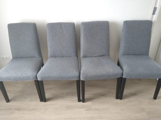 4x IKEA BERGMUND Dining Chairs - Dark Grey Covers, Ophalen, Zo goed als nieuw, Vier, Grijs