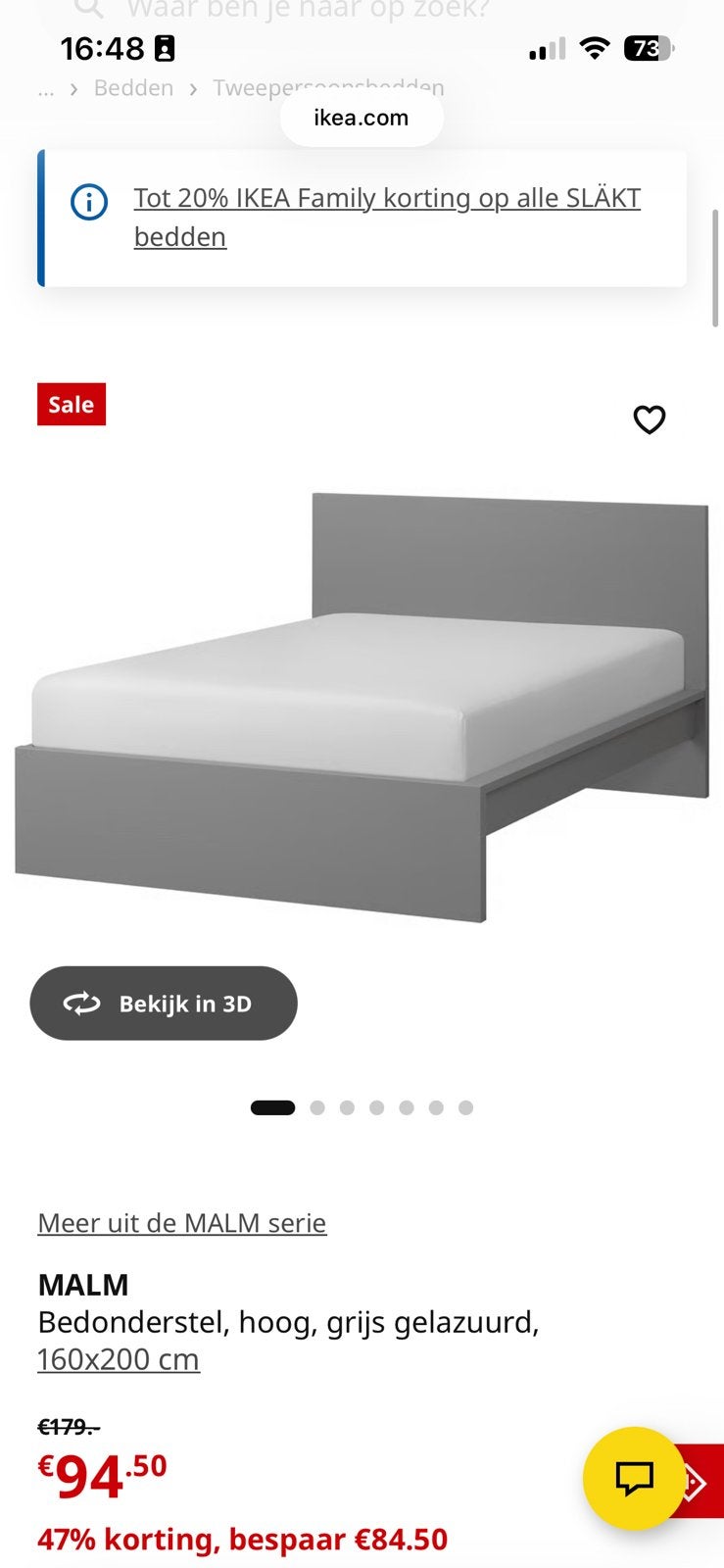 Ikea malm bed 160x200, Ophalen, Wit, Tweepersoons, Zo goed als nieuw