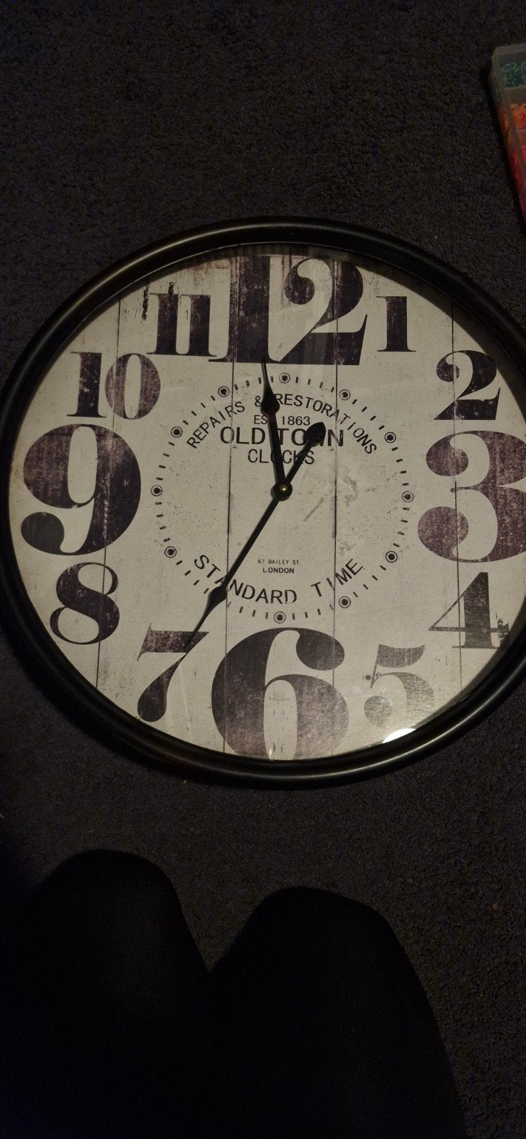 Grote wandklok 'Old Town Clocks' - Vintage stijl, Ophalen, Vintage, Analoog, Zwart