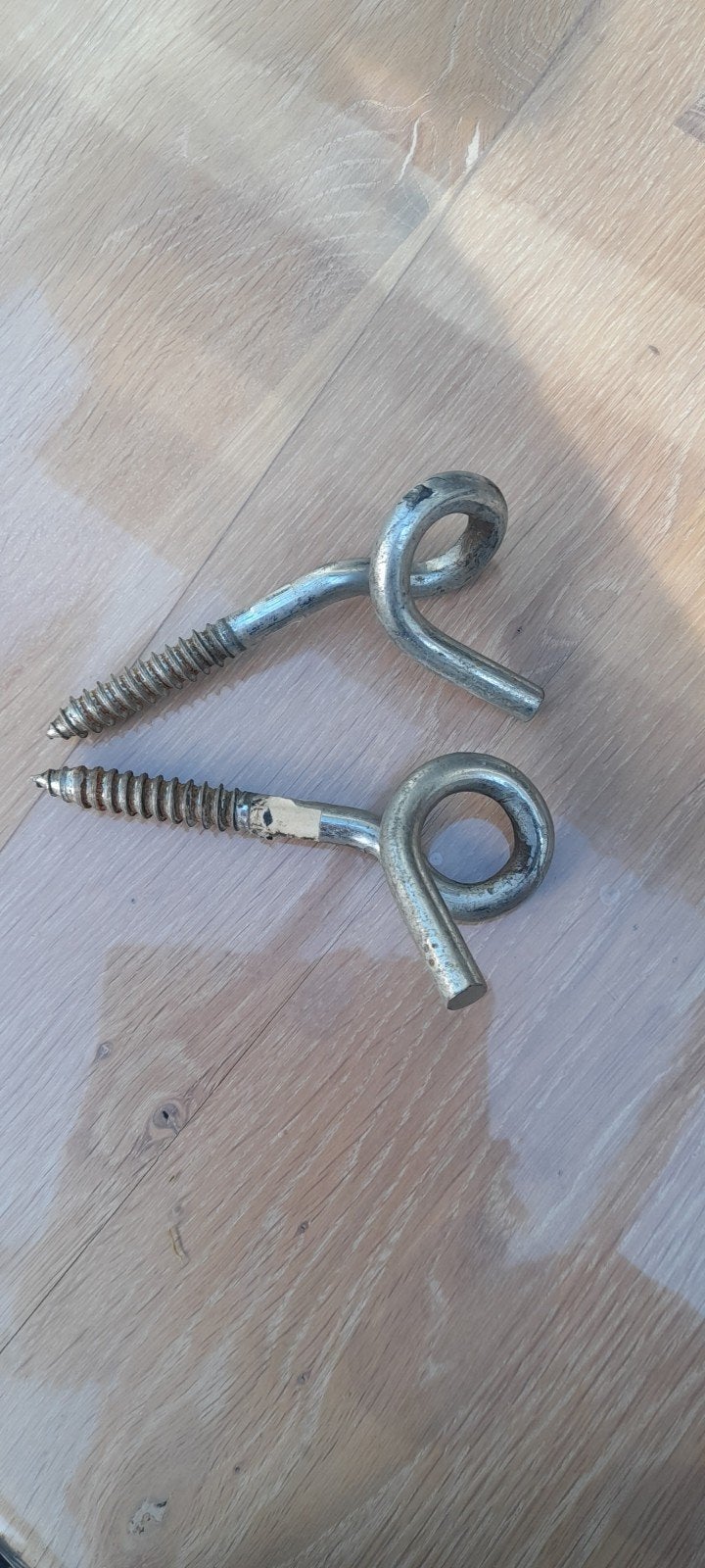 Schommelhaken 2 stuks houtdraad verzinkt 125x10x45x10, Ophalen of Verzenden, Zo goed als nieuw, Minder dan 50 mm, Schroeven