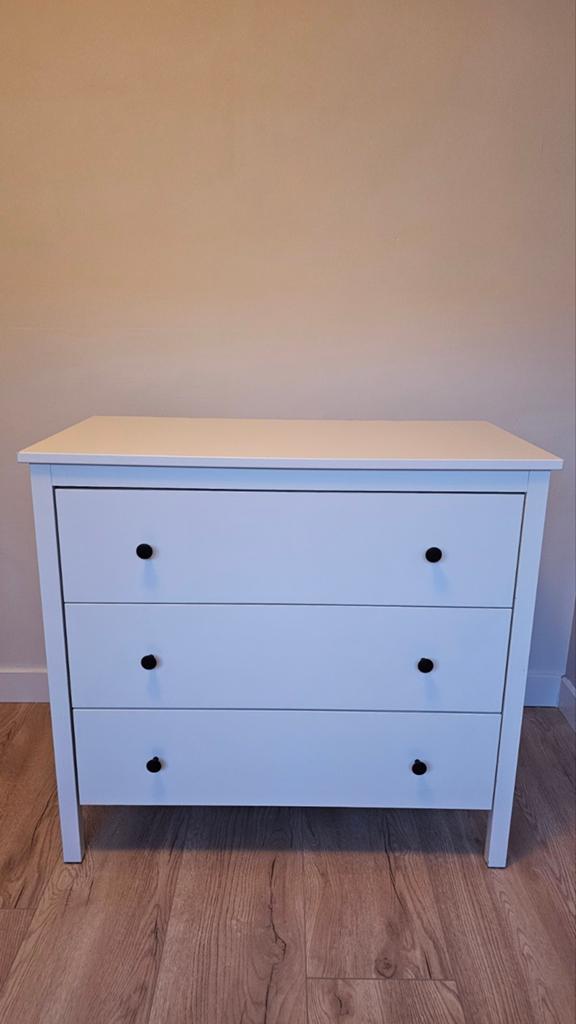 Ikea Koppang ladekast 3 lades wit 90x46x83, Gebruikt, 3 of 4 laden, Minder dan 100 cm, 25 tot 50 cm