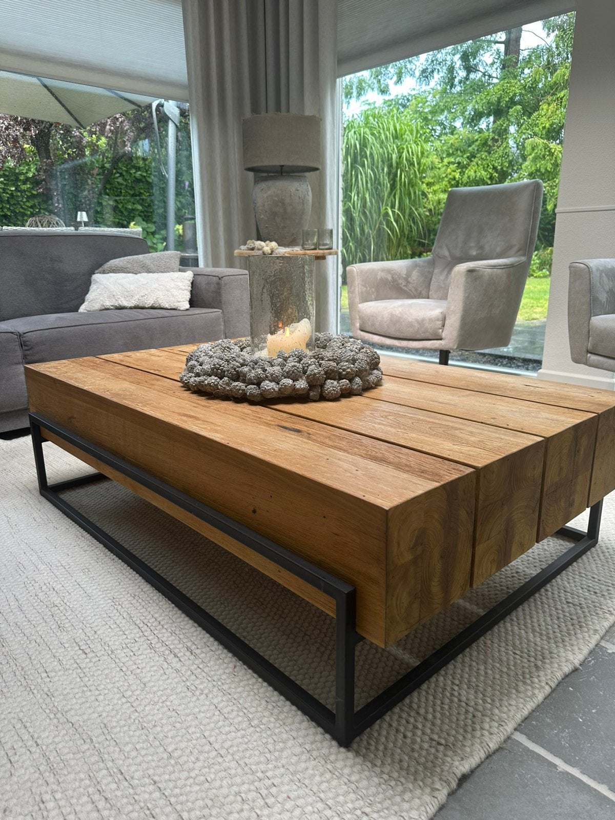 Houten salontafel Loods5, Ophalen, Gebruikt, 100 tot 150 cm, 50 tot 100 cm