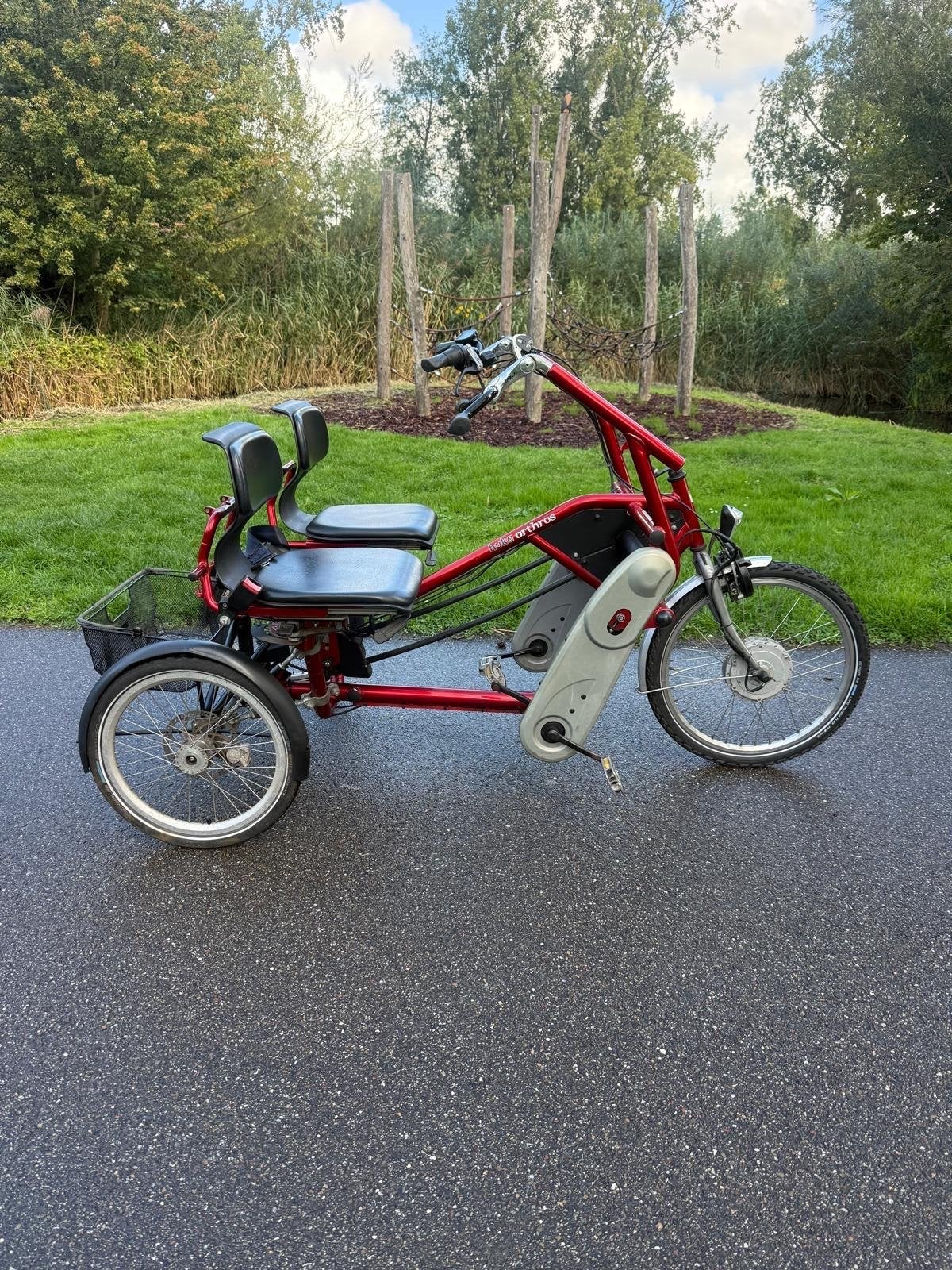 Huka Orthros Duofiets Elektrische Driewieler., Fietsen en Brommers, Ophalen, Gebruikt, Velgrem