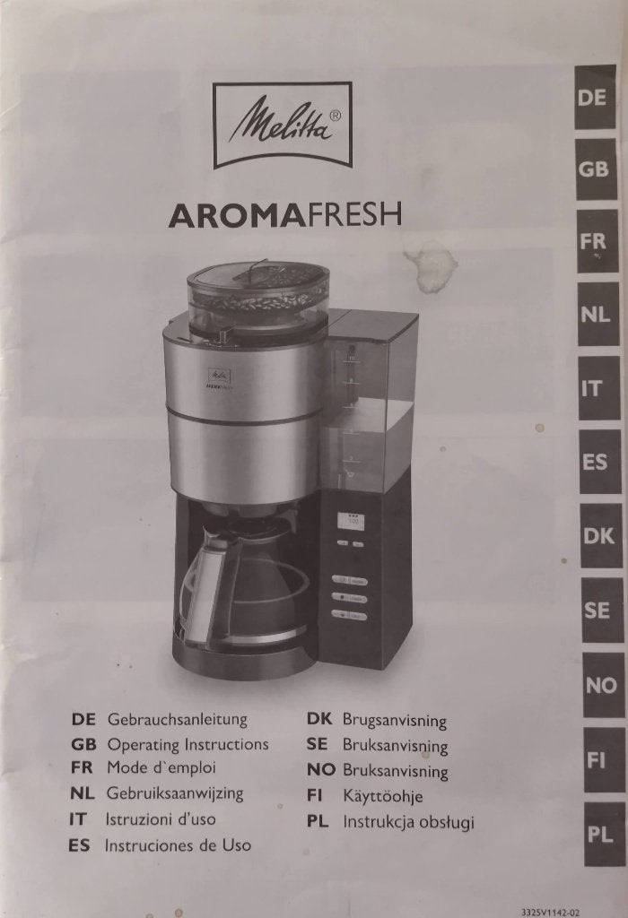 Melitta AromaFresh 1021-02 koffiezetapparaat met bonenmaler, Ophalen, Afneembaar waterreservoir, Gebruikt, Koffiemachine
