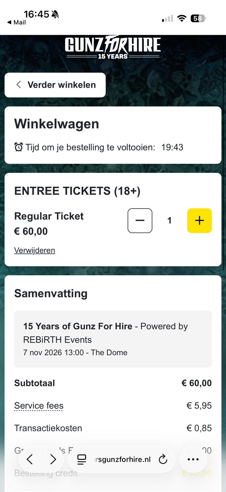 Ticket G4H classics, Eén persoon
