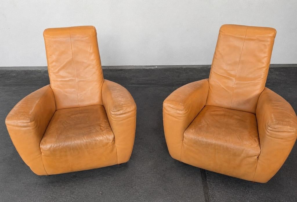 Design Fauteuil Label Longa van Gerard van den Berg, Huis en Inrichting, Fauteuils, Gebruikt, Leer, 75 tot 100 cm, 75 tot 100 cm