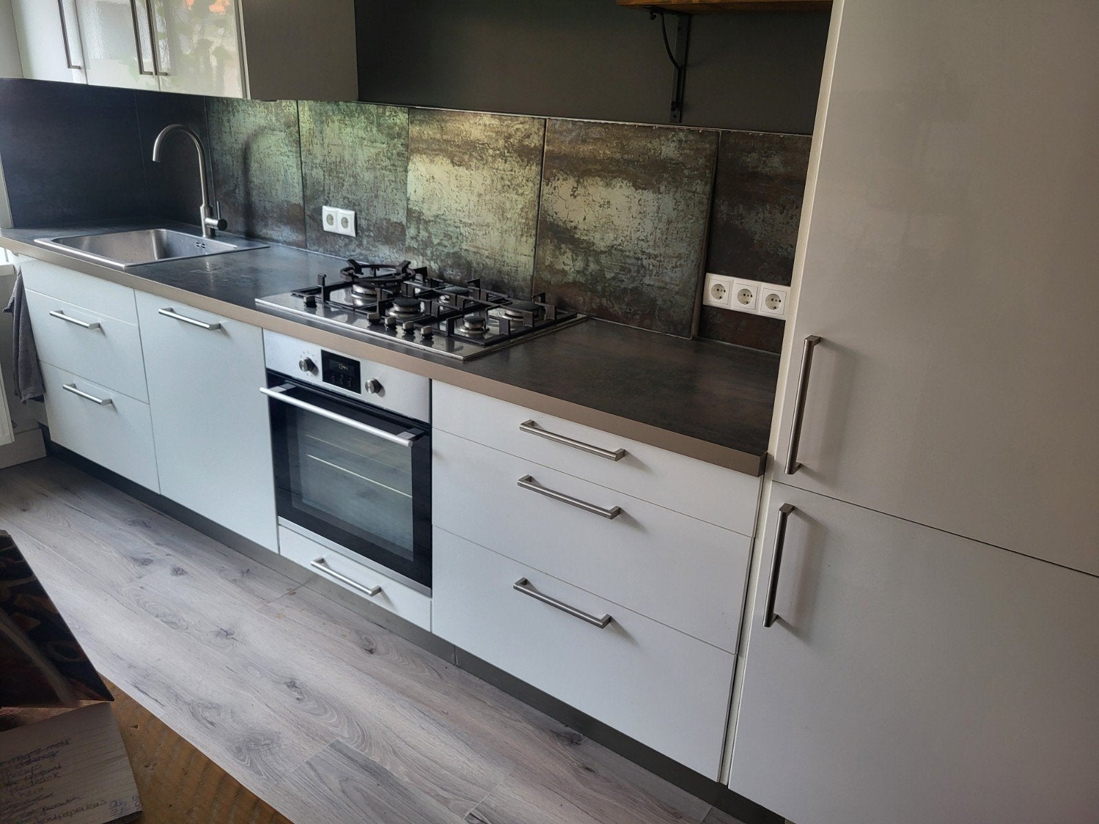 Keukenblok Ikea ca. 350 cm breed, in- of excl. apparatuur, Ophalen, Gebruikt, Overige materialen, Wit
