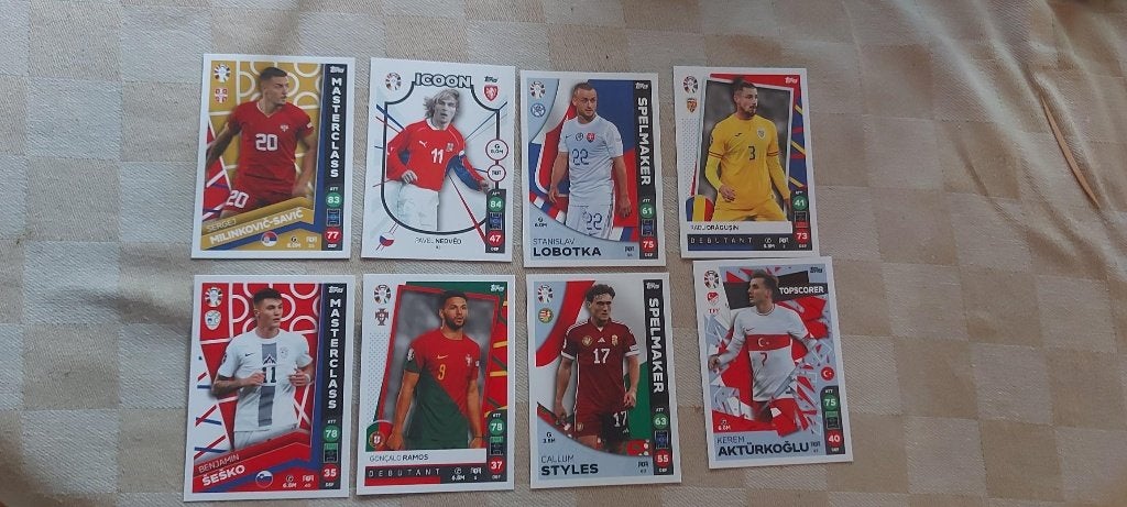 8 voetbal plaatjes EK 2024 oa Styles Lobotka Ramos, Ophalen of Verzenden, Nieuw, Meerdere plaatjes