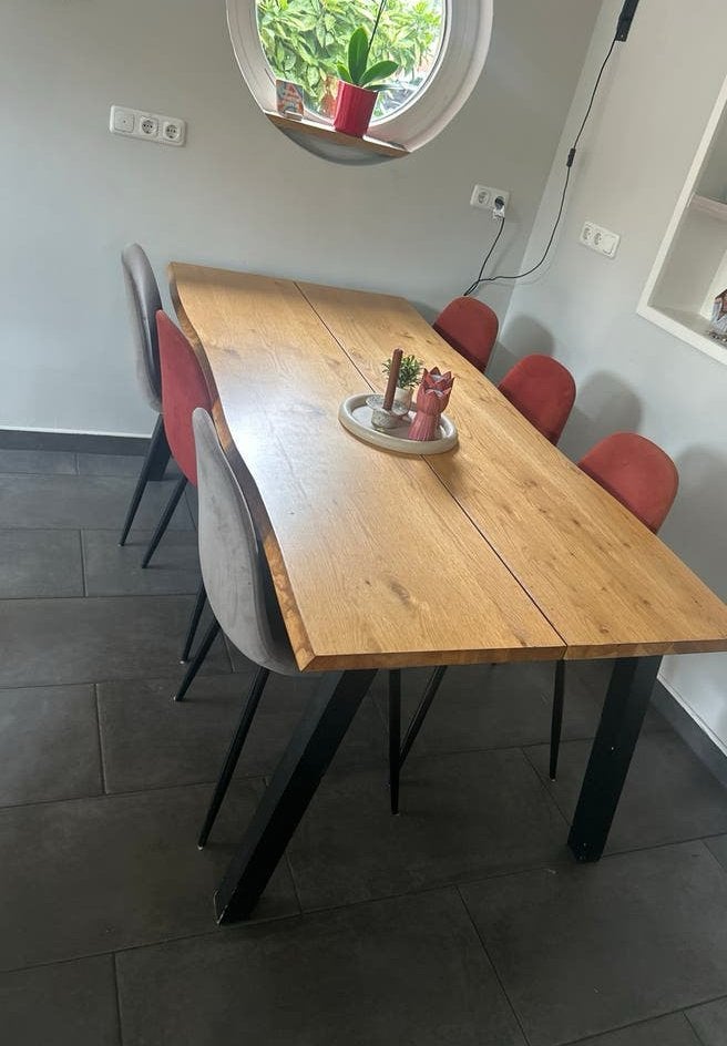 Uitschuifbare eettafel incl 6 stoelen, Ophalen, Gebruikt, 50 tot 100 cm, Vijf personen of meer